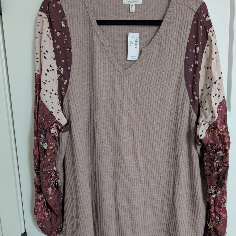 Maurices Blush and Burgundy Tunic Top